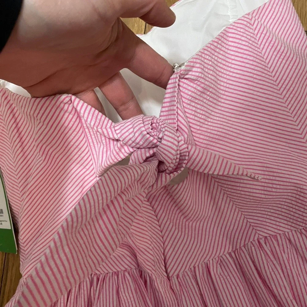 Lilly Pulitzer Richelle Dress Women 4 Pink White Seersucker Strapless Preppy NWT - Picture 5 of 6